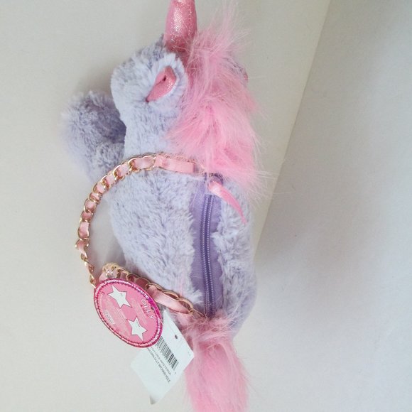 Olly & Me Plush Stuffed Set of 2 Unicorn Olly with Gold Chain Handle Purse - Picture 5 of 7